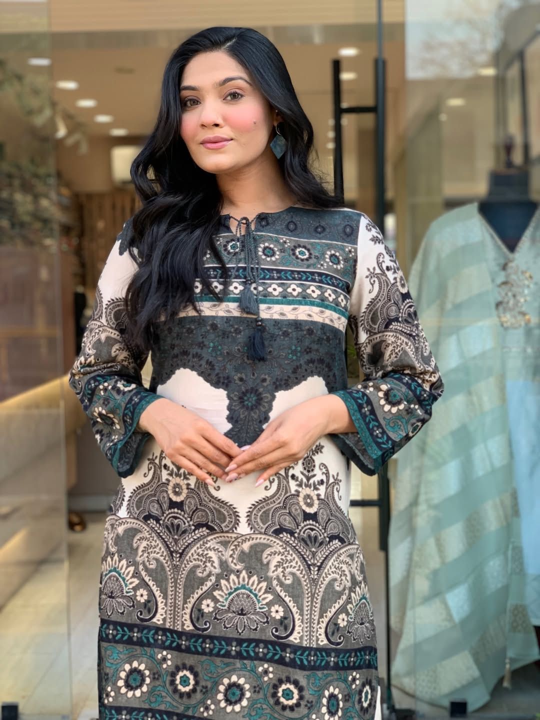 Beige Printed Rayon Co Ord Set for Women Online