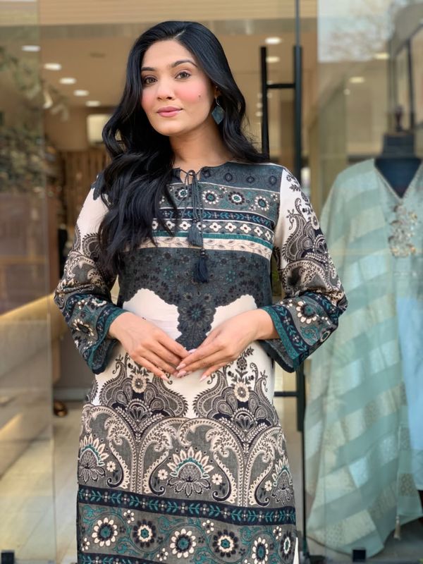 Beige Printed Rayon Co Ord Set for Women Online