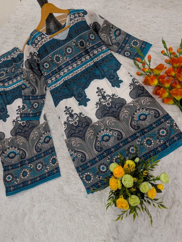 Beige Printed Rayon Co Ord Set for Women Online