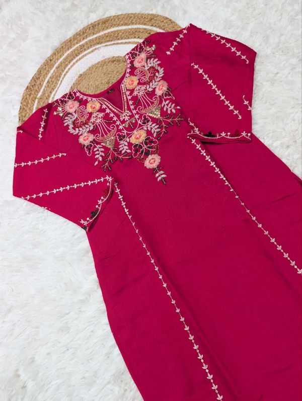 Madhuri 2 Pink Chanderi Silk Kurta Set for Women | Varnavi