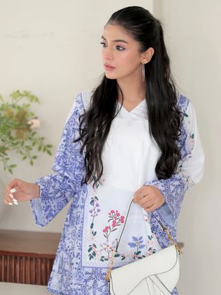 Blue Floral Printed Viscose Rayon Co-Ord Set for Women