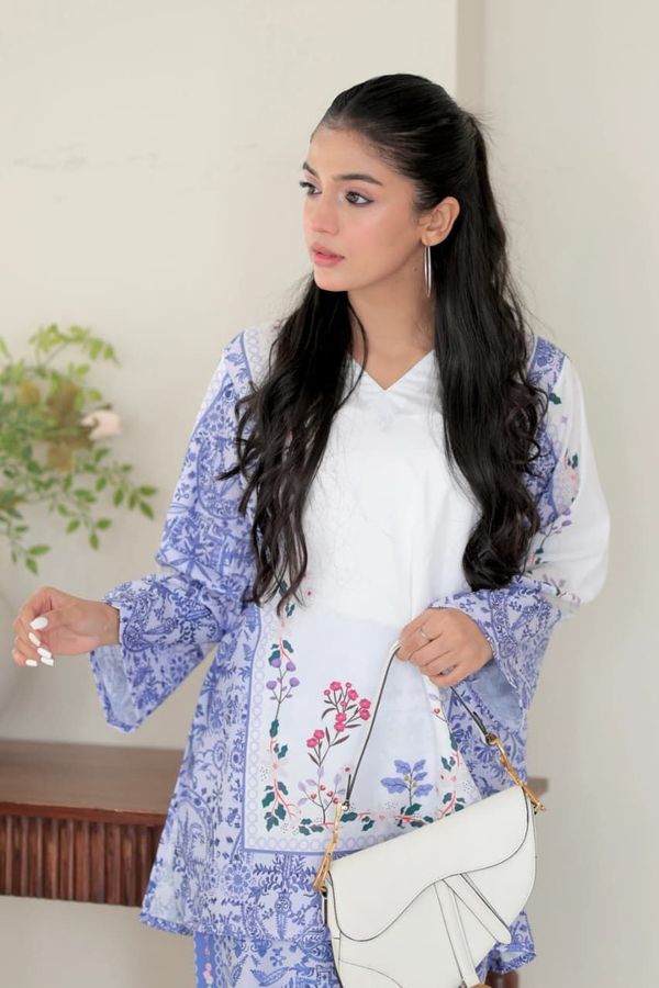 Blue Floral Printed Viscose Rayon Co-Ord Set for Women