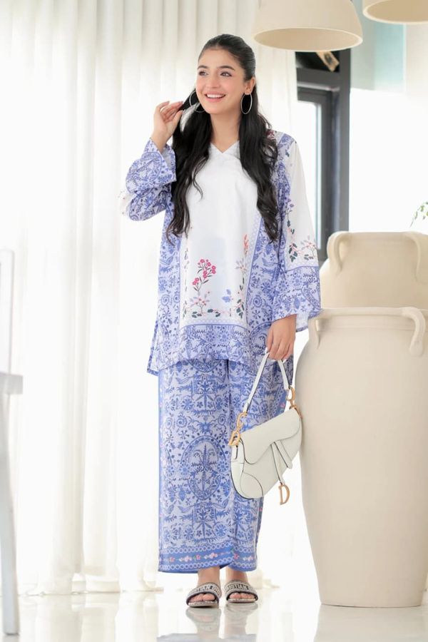 Blue Floral Printed Viscose Rayon Co-Ord Set for Women