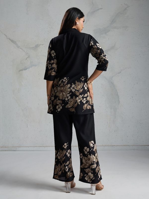 Black Floral Viscose Rayon Co-Ord Set for Women – BLACKBERRY 2