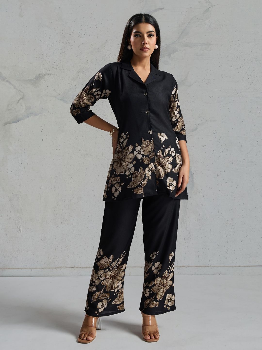 Black Floral Viscose Rayon Co-Ord Set for Women – BLACKBERRY 2