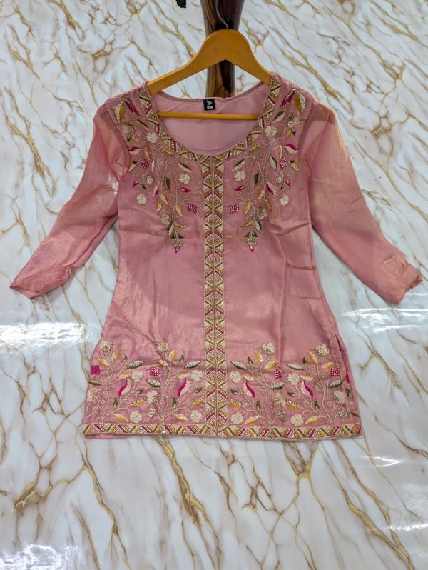 Dusty Pink Frendy Silk Embroidered Sarara Suit with Dupatta
