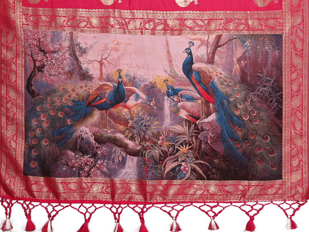 Pink Peacock Pallu Banarasi Silk Saree Online