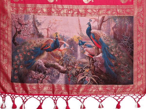 Pink Peacock Pallu Banarasi Silk Saree Online