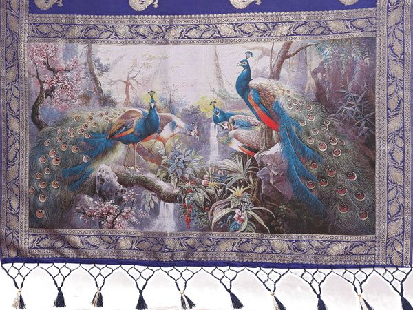 Royal Blue Banarasi Silk Saree with Golden Zari Paisley & Peacock Pallu