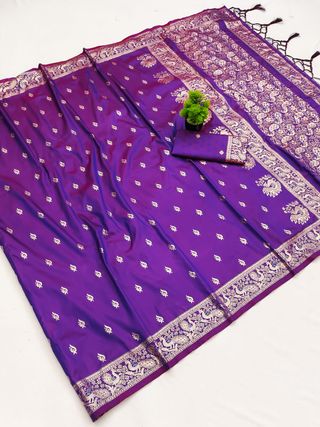 Royal Purple Paithani Silk Saree with Golden Zari Border