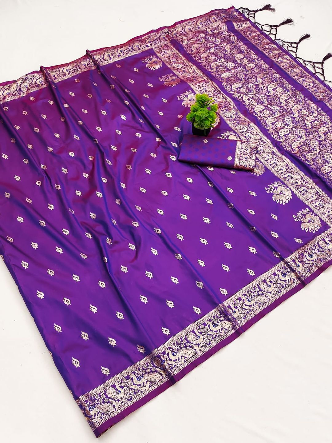 Royal Purple Paithani Silk Saree with Golden Zari Border