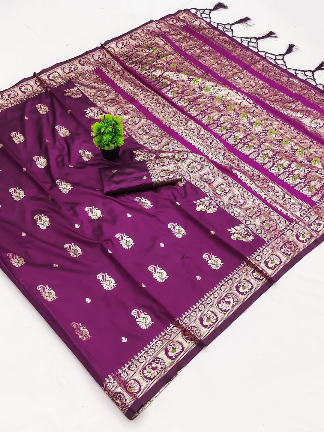 Royal Purple Paithani Silk Saree with Golden Zari Work