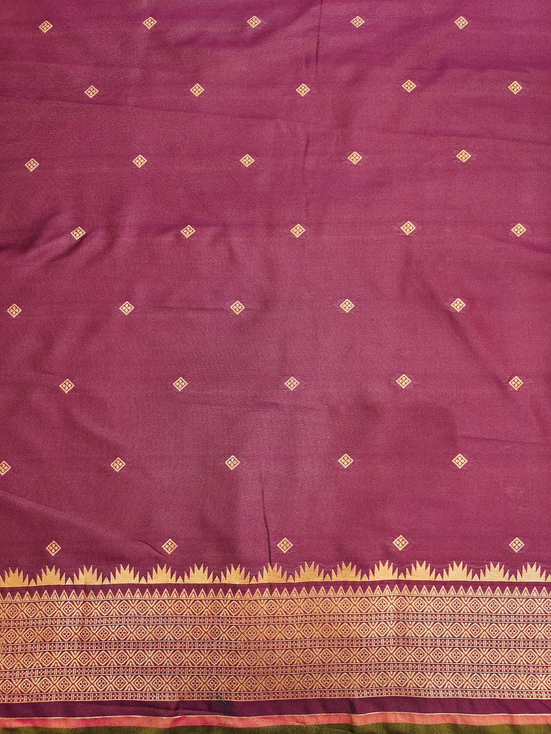 Peach Orange Banarasi Silk Saree with Maroon Zari Border | Varnavi