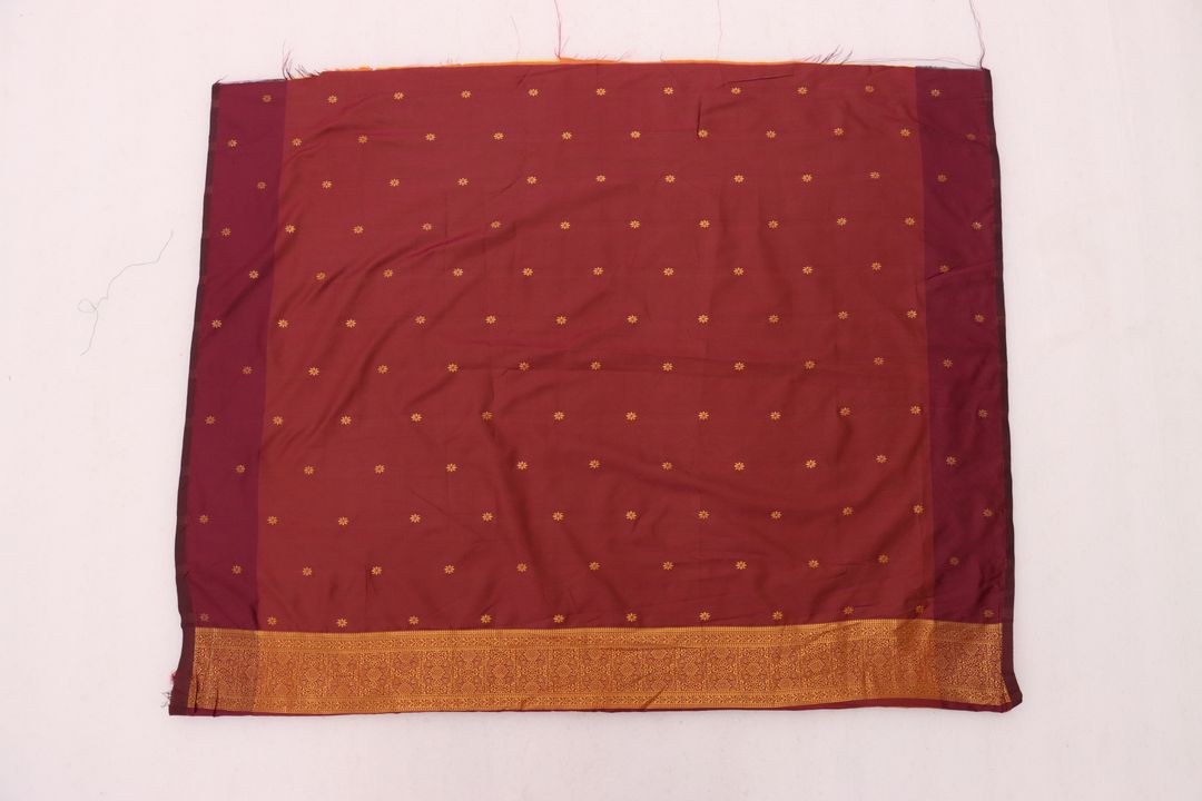 Burnt Orange Banarasi Silk Saree with Maroon Gold Jacquard | Varnavi