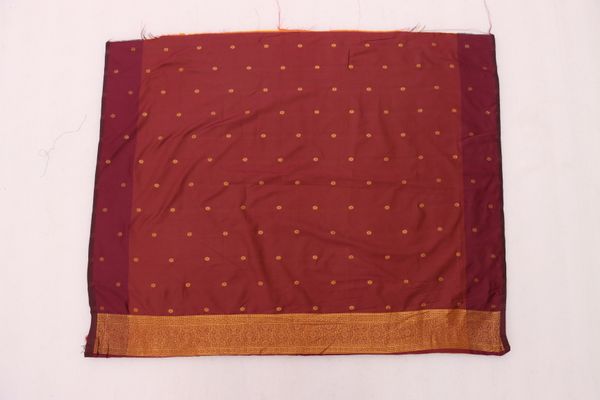 Burnt Orange Banarasi Silk Saree with Maroon Gold Jacquard | Varnavi