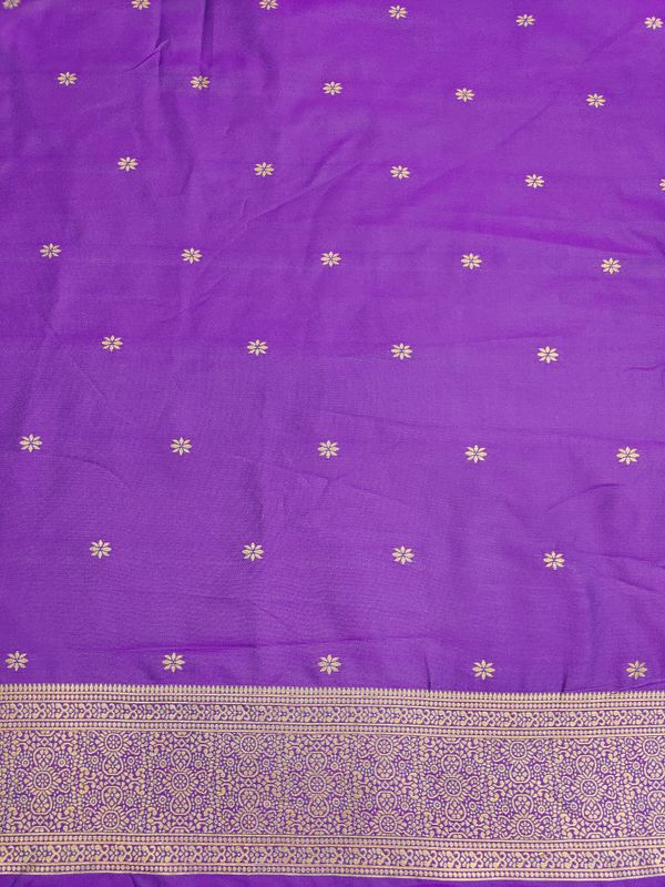 Royal Purple Banarasi Silk Saree with Green Zari Border