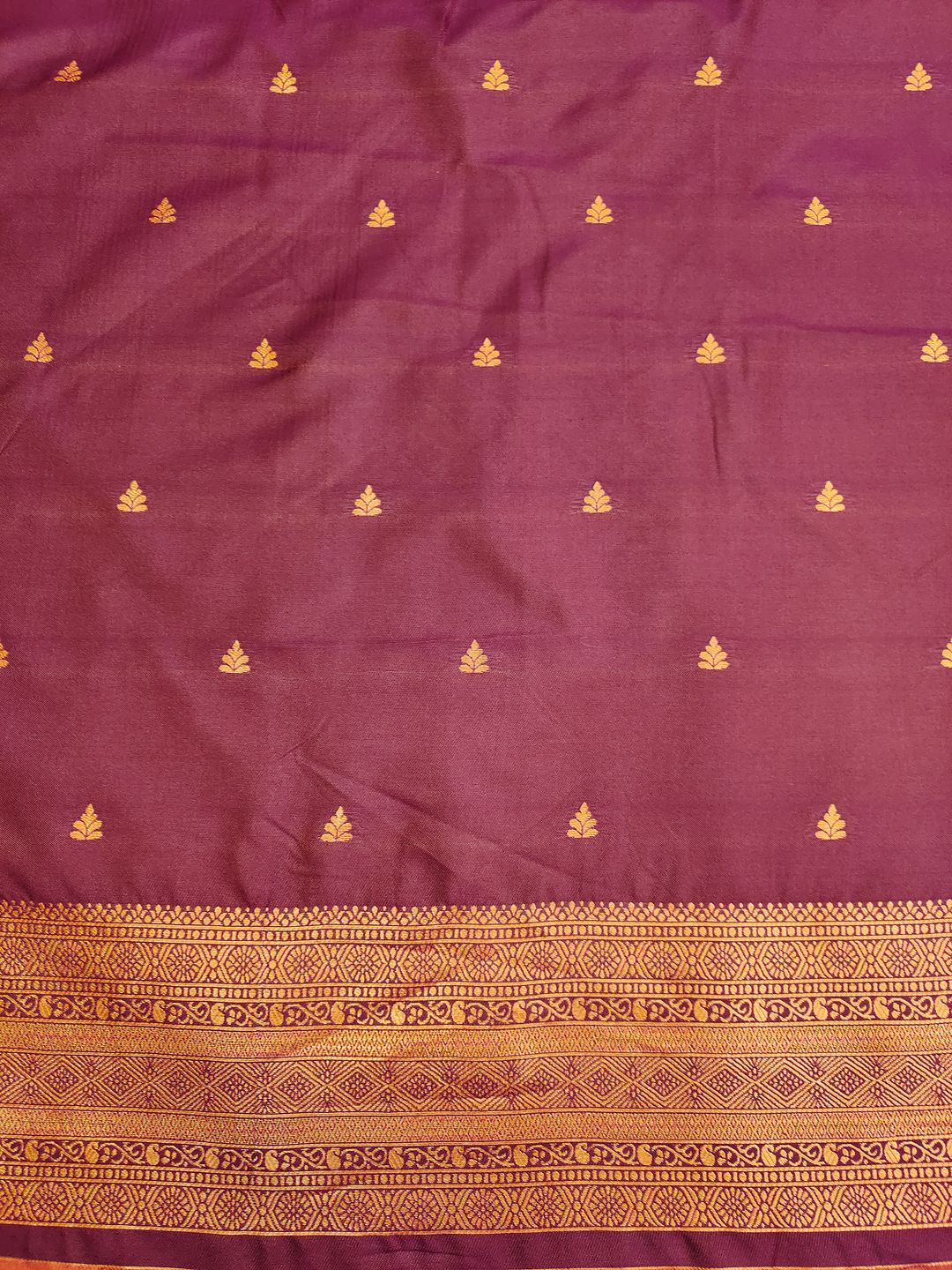 Orange Banarasi Silk Saree with Maroon Zari Border