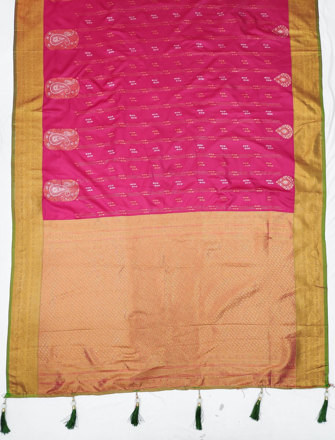 Rani Pink Banarasi Silk Saree with Golden Zari Border
