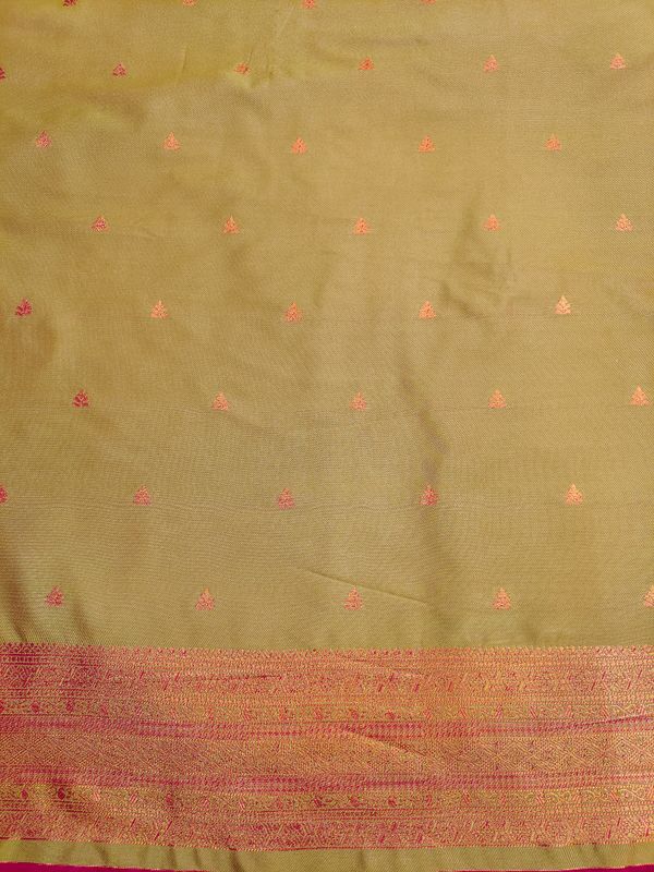 Rani Pink Banarasi Silk Saree with Golden Zari Border