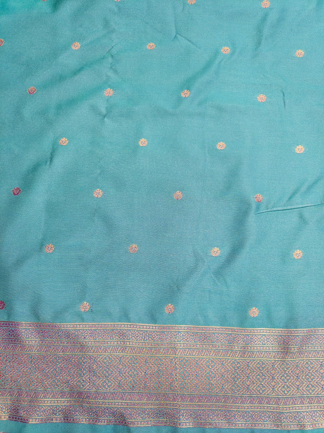 Varnavi Firozi Banarasi Soft Silk Saree with Zari Border