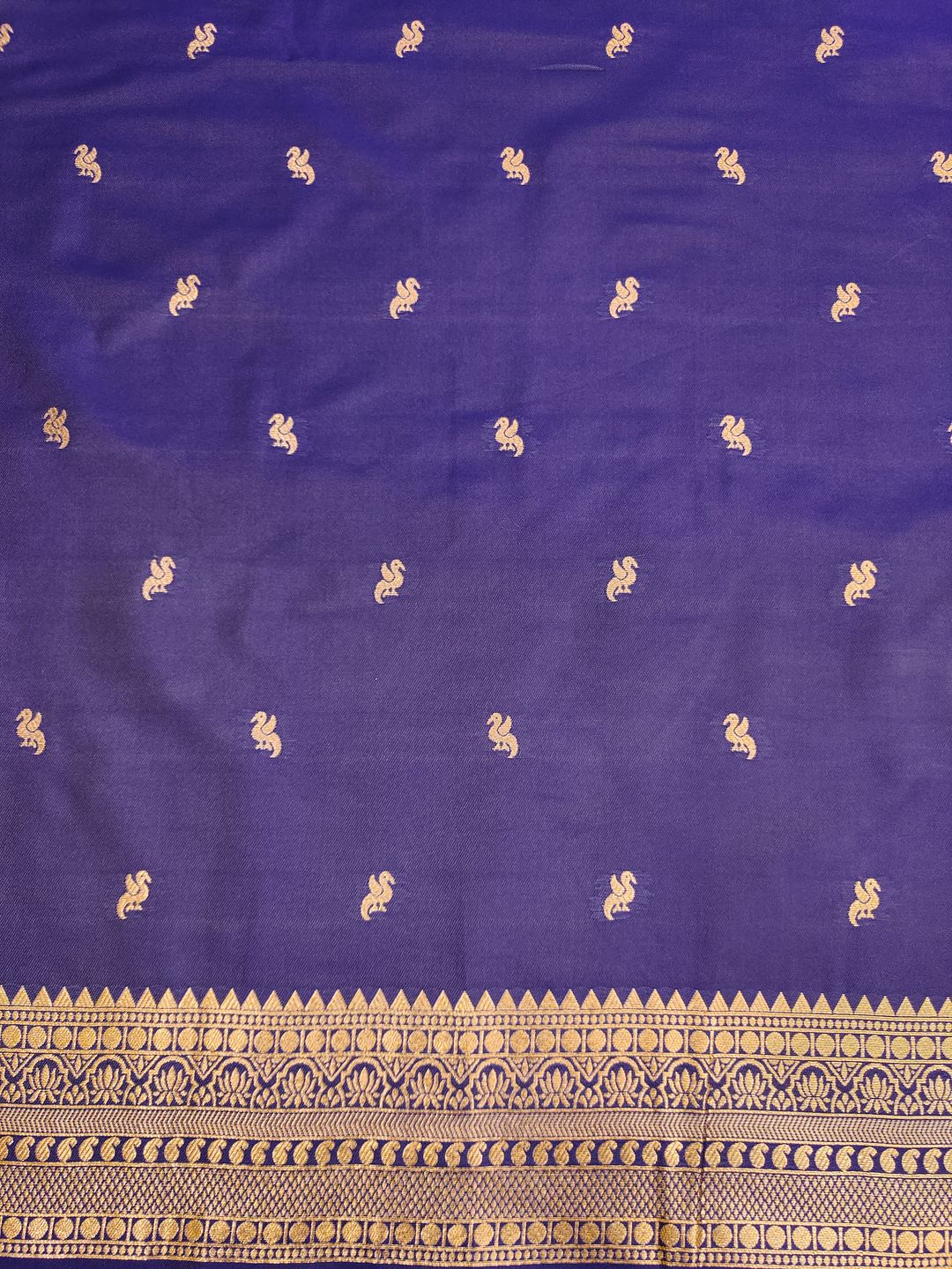 Taupe Banarasi Soft Silk Saree with Navy Blue Zari Border