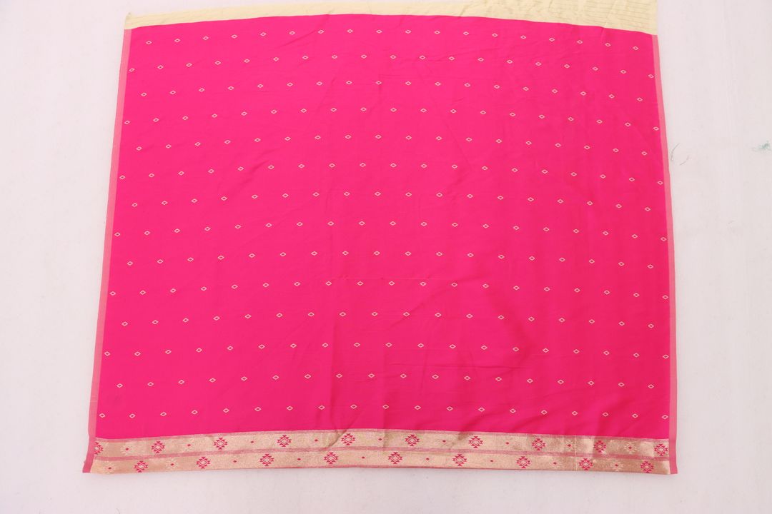 Cream Banarasi Paithani Silk Saree with Pink Jacquard Border