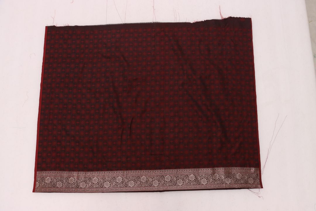 Black Maroon Satin Silk Saree with Golden Zari Border