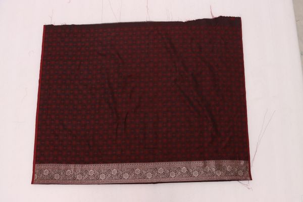 Black Maroon Satin Silk Saree with Golden Zari Border