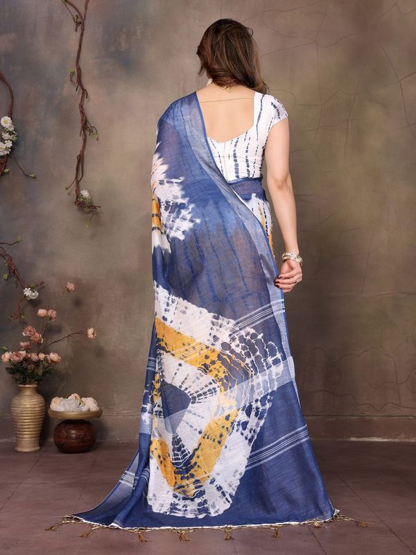 Pink Cotton Linen Saree with White Stripes and Floral Pallu