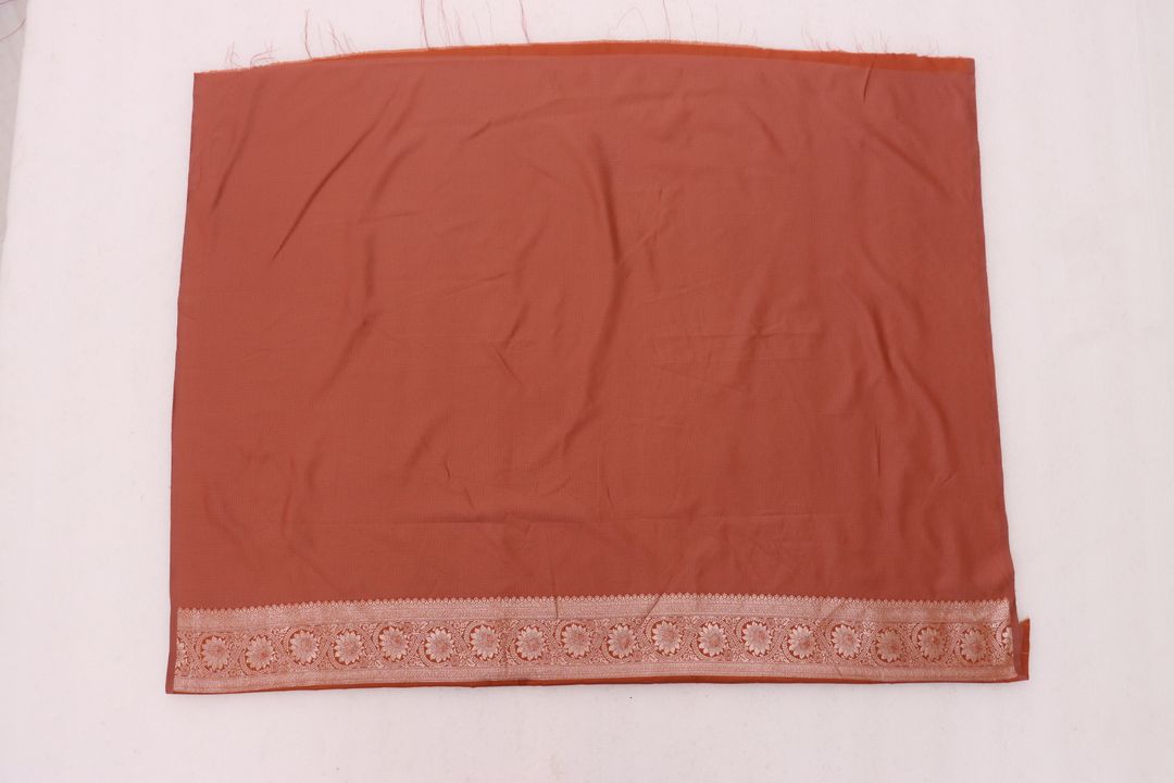 Rust Orange Satin Silk Saree with Golden Paisley Jacquard Weave