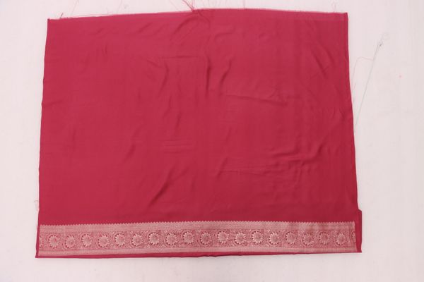 Rani Pink Satin Silk Saree with Golden Paisley Jacquard Border