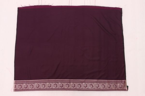 Dark Brown Satin Silk Saree with Golden Paisley Jacquard Border