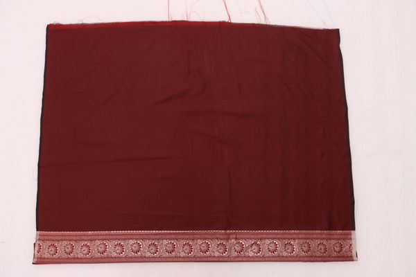 Maroon Satin Silk Saree with Golden Jacquard Paisley Weave