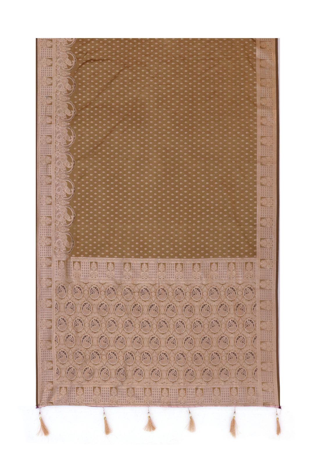 Antique Gold Zari Woven Satin Silk Saree Online