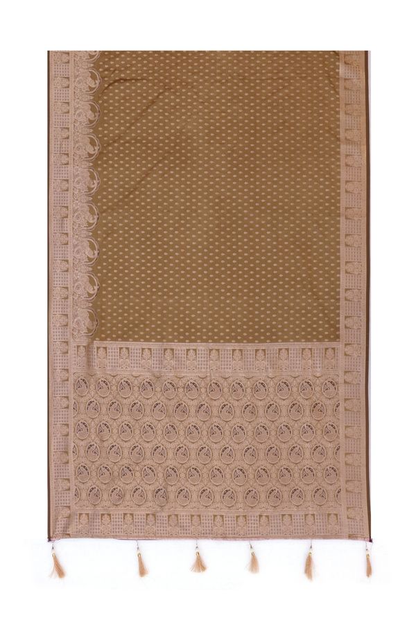 Antique Gold Zari Woven Satin Silk Saree Online