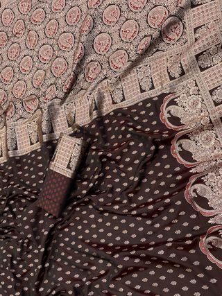 Maroon Antique Gold Zari Satin Silk Saree Online