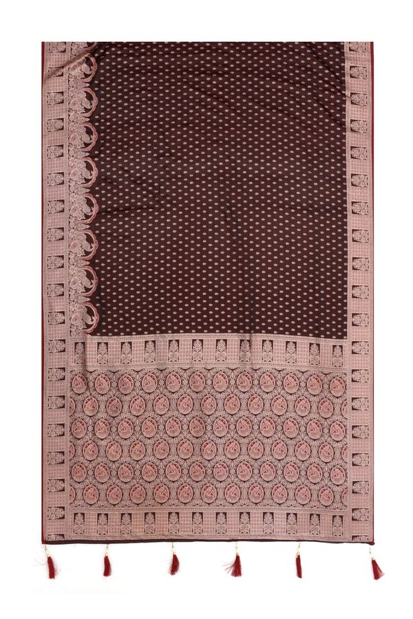 Maroon Antique Gold Zari Satin Silk Saree Online