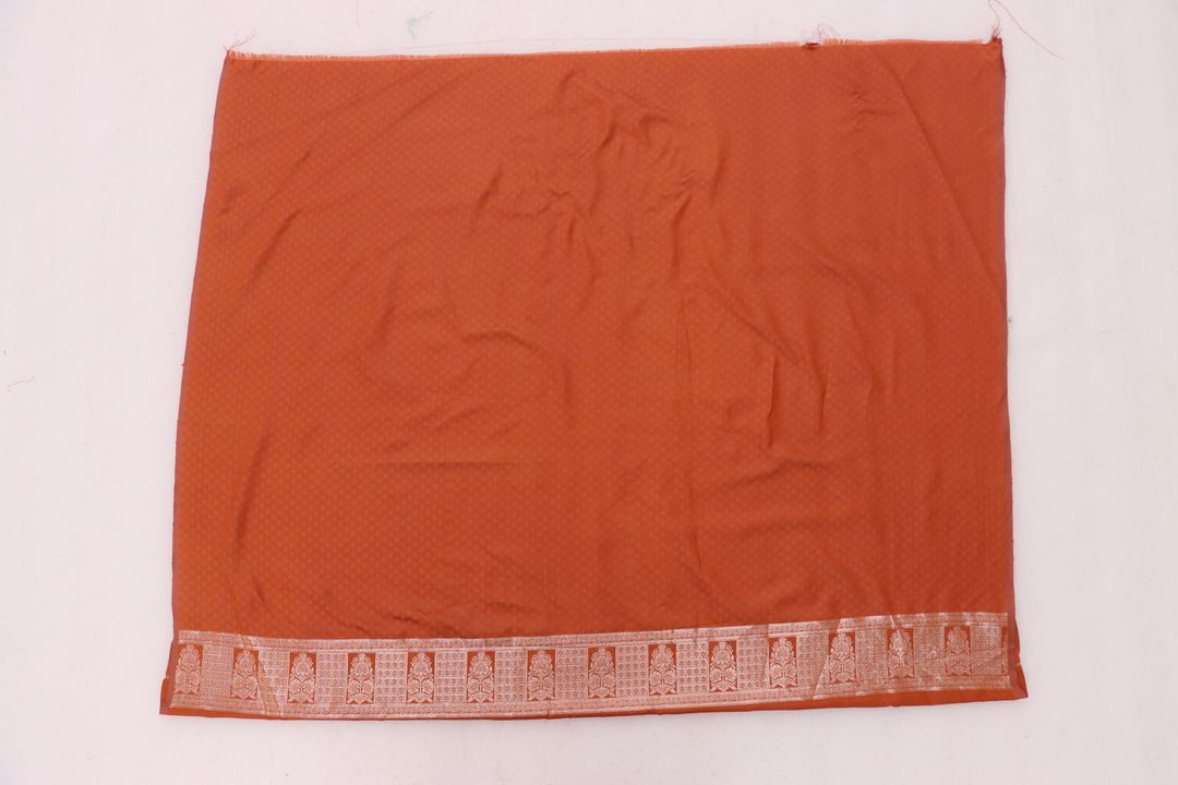 Rust Orange Zari Satin Silk Saree with Jacquard Border