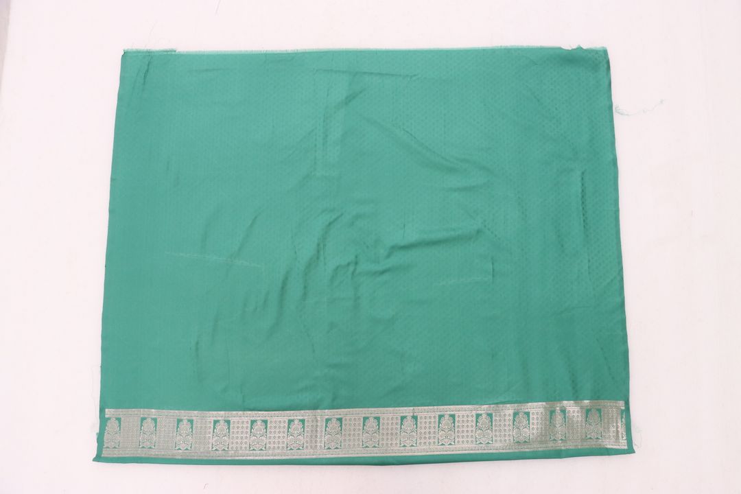 Green Satin Silk Saree with Ornate Zari Paisley Border