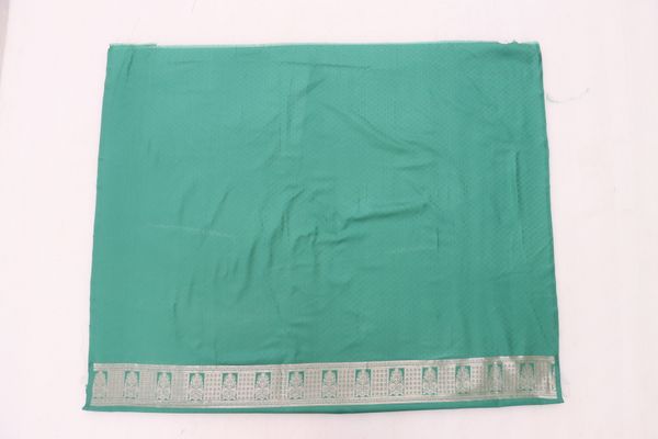 Green Satin Silk Saree with Ornate Zari Paisley Border