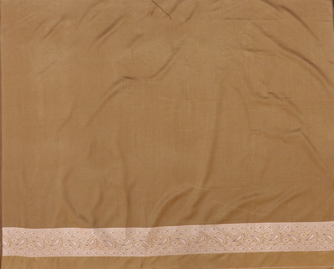 Mocha Brown Satin Silk Saree with Paisley Zari Border