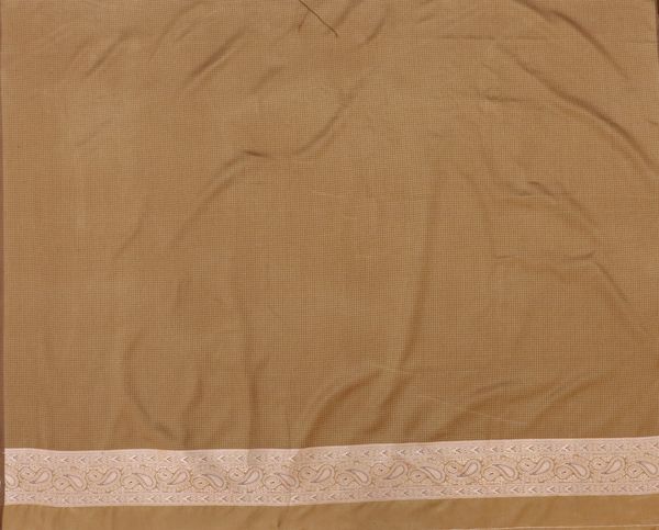 Mocha Brown Satin Silk Saree with Paisley Zari Border