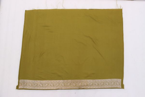 Varnavi Mehndi Green Satin Silk Saree with Golden Zari Paisley Work