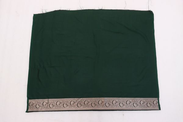 Dark Green Satin Silk Saree with Antique Gold Zari Work