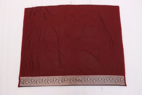 Dark Brown Satin Silk Saree with Gold Zari Paisley Border