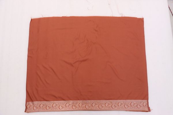 Varnavi Rust Orange Saree with Peacock Jacquard Border
