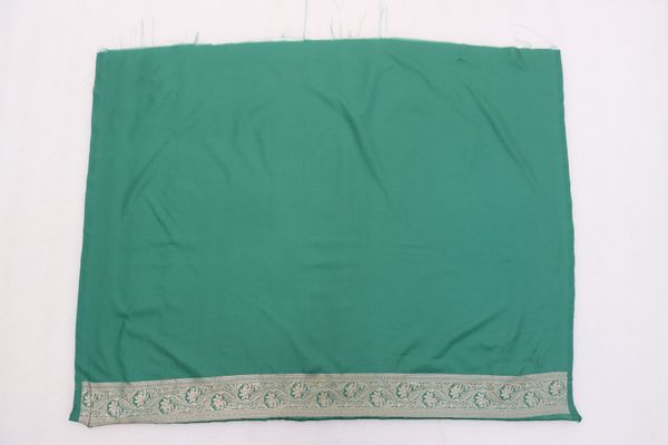 Emerald Green Satin Silk Saree with Golden Zari Jacquard Border