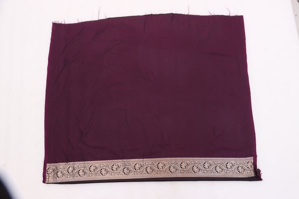 Dark Wine Satin Silk Saree with Antique Gold Jacquard Border