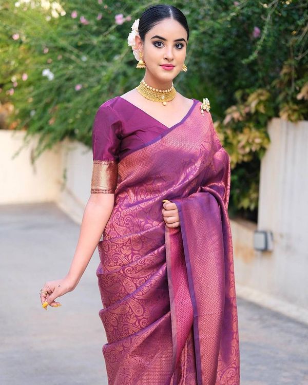 Rani Pink Banarasi Soft Silk Saree with Paisley Motifs