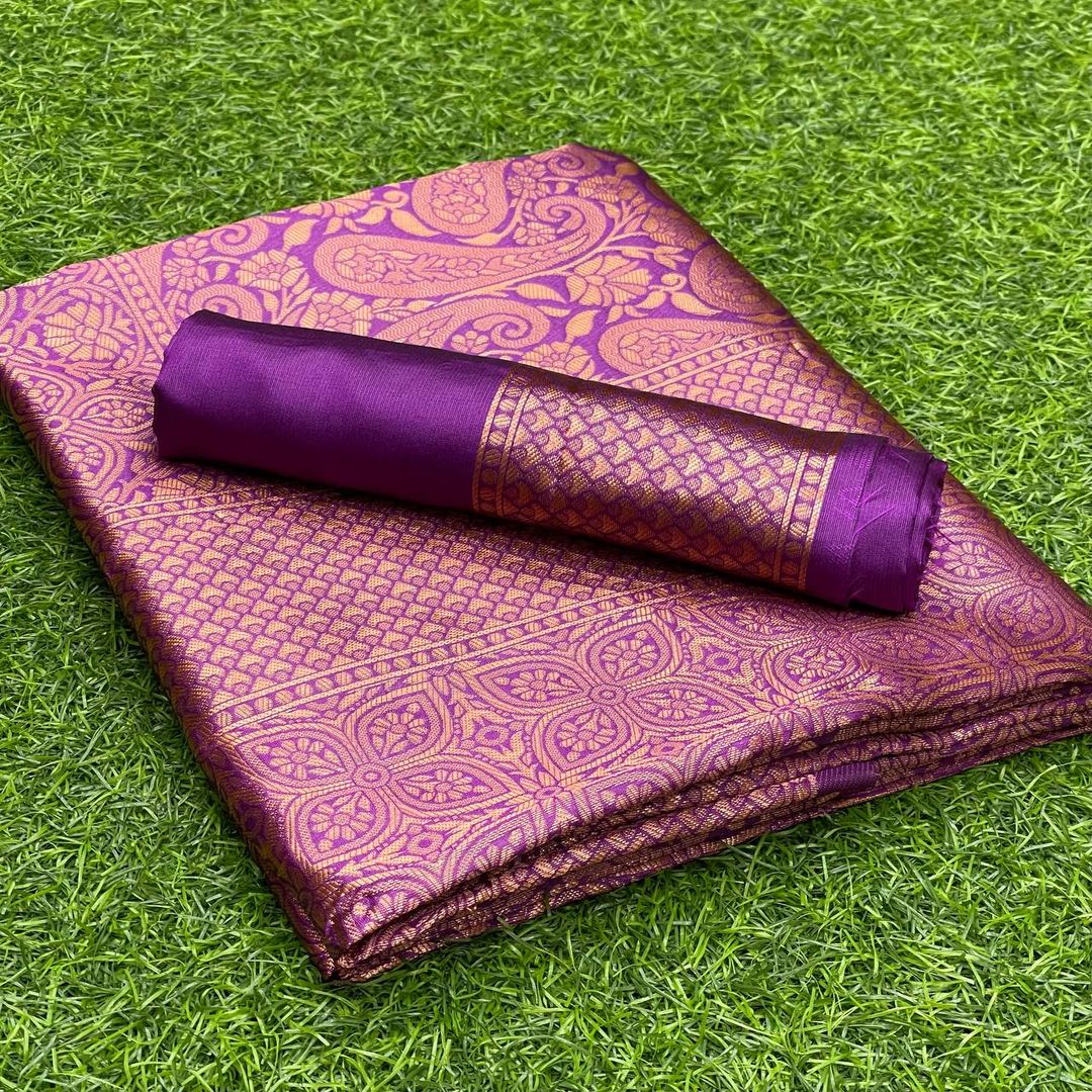 Rani Pink Banarasi Soft Silk Saree with Paisley Motifs
